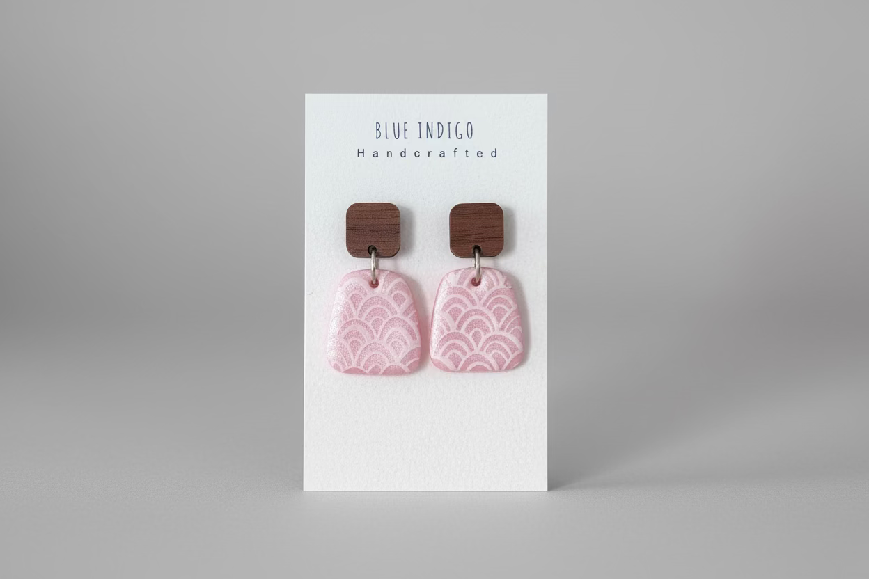 Pink with Scalloped Pattern Dangles