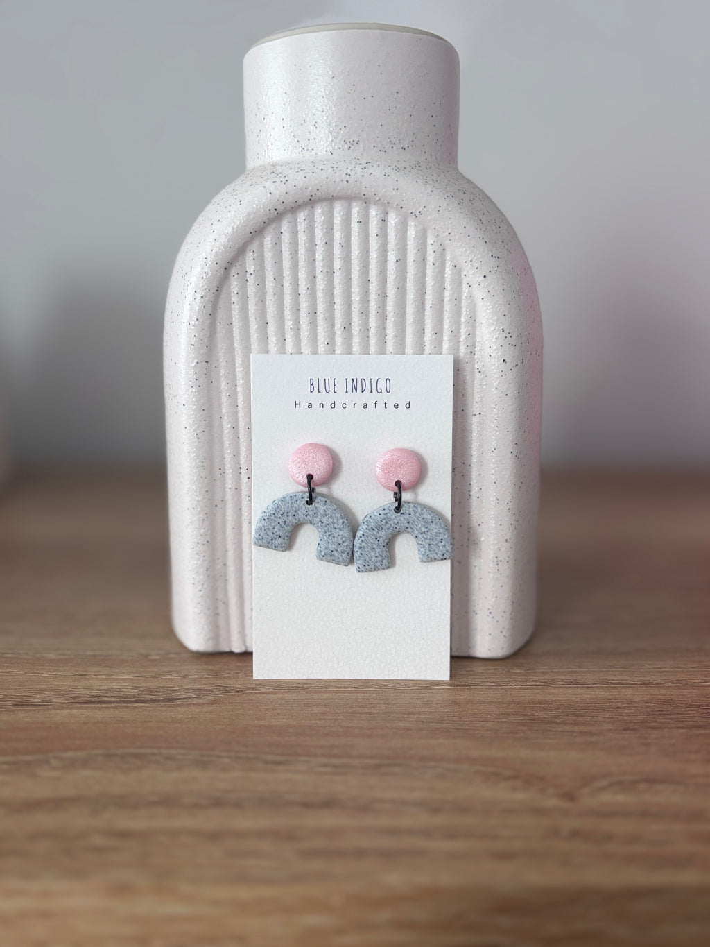Granite & Blush Pink Rainbow Dangles