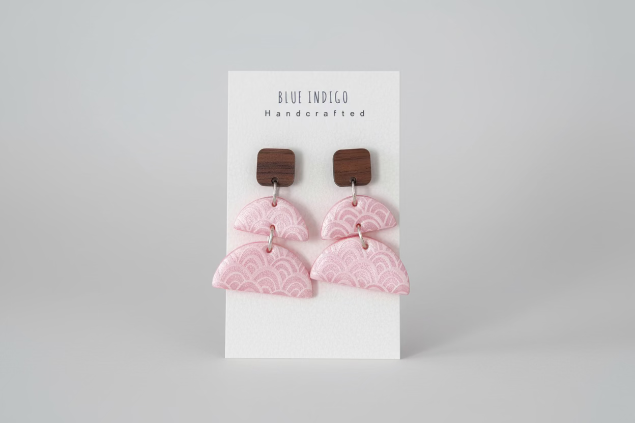 Pink Arch with Scalloped Pattern Dangles